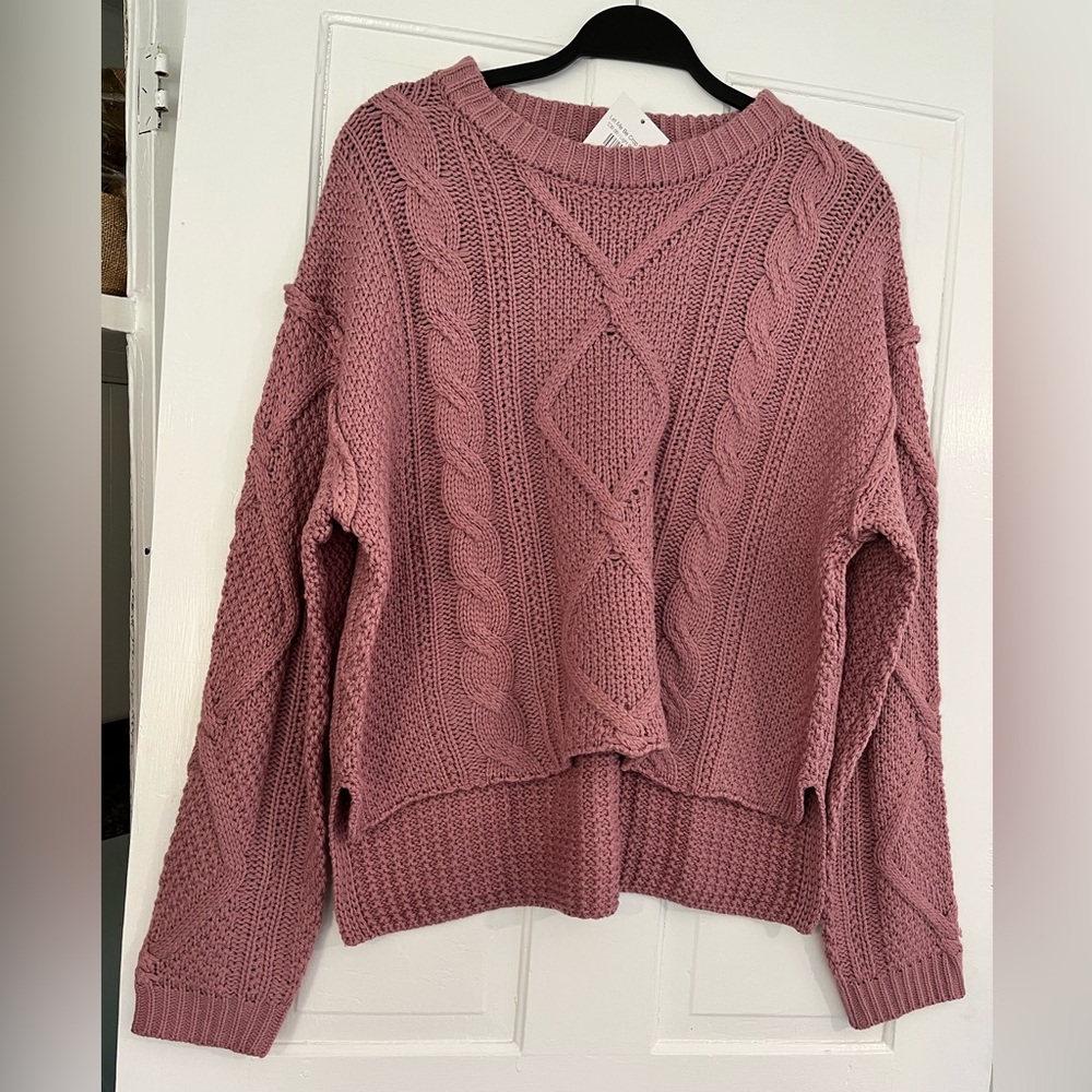 Pink Cable Knit Sweater